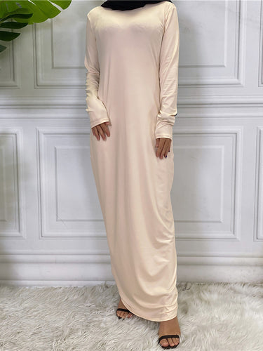 turkey pure color women long sleeve kaftan abaya dress dubai long dress muslim islamic clothing