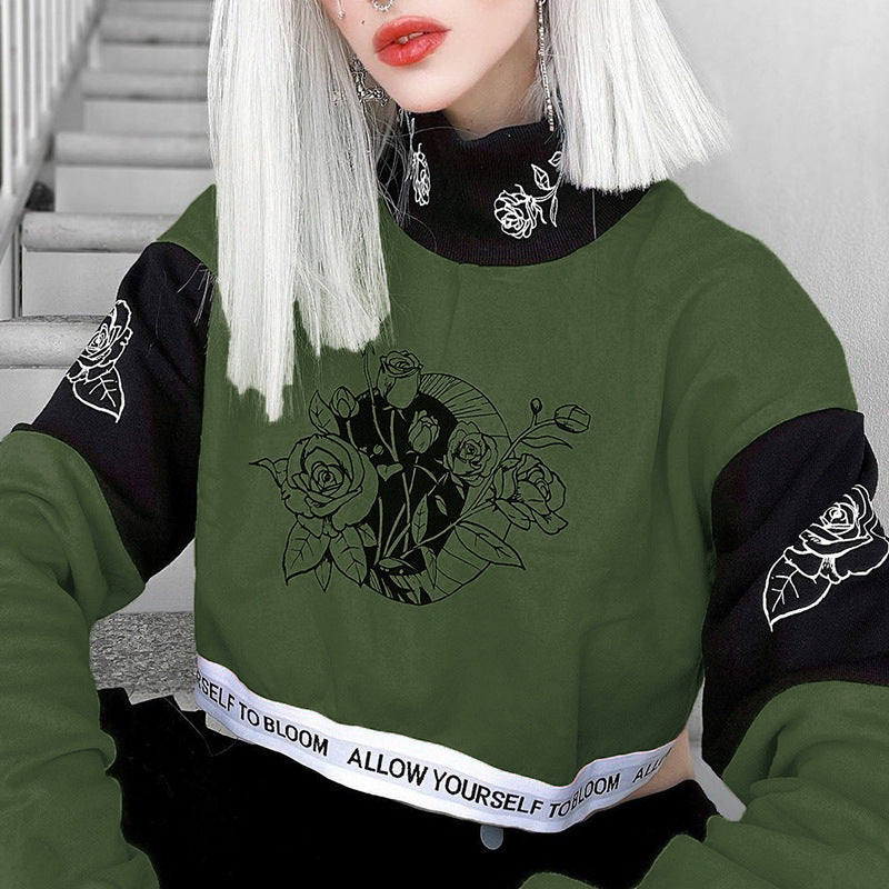 women's plus size sweatshirts custom logo 100% cotton pullover girls printing graphic hoodies crop top