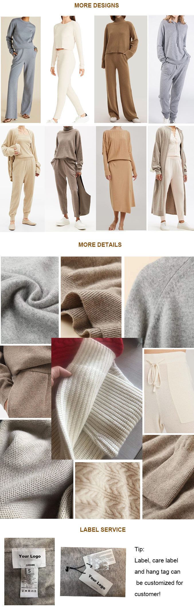 2022 China Professional Manufacture Knit Custom Hoodies Sweater And Pants Set Pure 100% Cashmere Pullover Sweaters Women