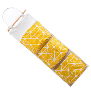 2215 Cotton Linen Waterproof Hanging Storage Bag Hanging Multilayer Hanging Diaper Art Door After Debris Storage Bag Sleeves